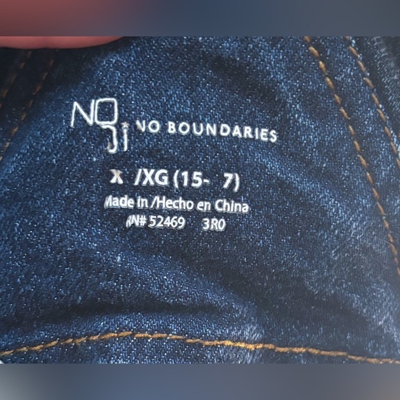 Blue Denim Bibbed Distressed Overalls Juniors XL 15 - 17 Stretch Retro Farm Core - Picture 2 of 6